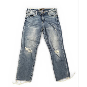 KUT From The Kloth Women's Reece Ankle Straight Jeans Sz 4 Distressed Raw Hem